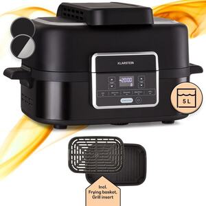 Imagine Klarstein Combo Air, friteuză cu aer cald și grill, 5 programe, 1500 W, coș de grătar de 4, 5 l, coș de prăjire de 2, 5 l
