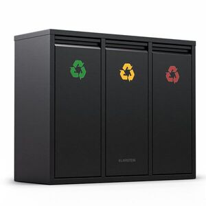 Imagine Klarstein Ordnungshüter 3 coșuri de gunoi 45 litri 3 recipiente reciclare montaj pe perete