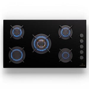 Imagine Klarstein Goldflame 5, plită cu gaz, autonomă, 5 arzătoare, control lateral, gaz/propano, ceramică, negru