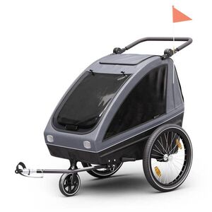 Imagine KLARFIT GoKiddo, remorcă pentru biciclete, pliabilă, cu frâne integrate, în creștere, pentru 2 copii