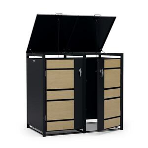 Imagine Blumfeldt BinSafe cutie pentru containere de gunoi 2 tone 240 L, rezistentă la intemperii, cu închidere, oțel galvanizat