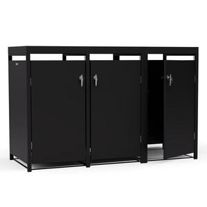 Imagine Blumfeldt BinSafe, coș de gunoi, 3 coșuri de gunoi, 240 l, cu încuietoare, din oțel galvanizat rezistent la intemperii, acoperiș