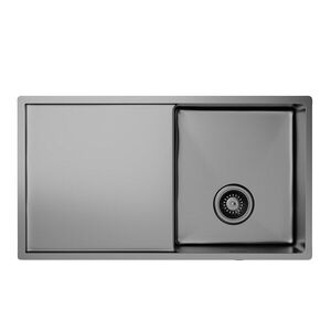 Imagine Klarstein Chiuvetă de bucătărie TitanSteel cu scurgere, 79 x 44 cm, oțel inoxidabil, rezistent la zgârieturi, rezistent la căldură