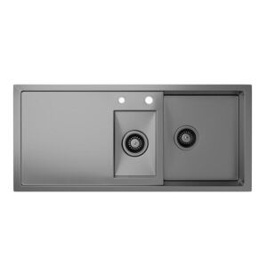 Imagine Klarstein Chiuvetă de bucătărie TitanSteel cu scurgere, 100 x 45 cm, oțel inoxidabil, rezistent la zgârieturi, rezistent la căldură