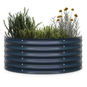 Imagine Blumfeldt High Grow Half Circle, ghiveci înălțat semicircular, 105x43x60 cm, din tablă ondulată de oțel, ușor de asamblat, rezistent la rugină și îngheț