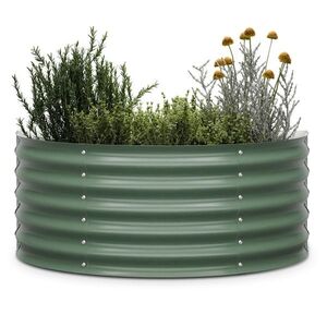 Imagine Blumfeldt High Grow Half Circle, ghiveci înălțat semicircular, 105x43x60 cm, din tablă ondulată de oțel, ușor de asamblat, rezistent la rugină și îngheț
