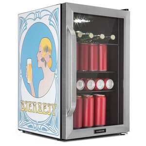 Imagine Klarstein Beersafe 70 Bierzeit Edition, frigider, 70 litri, 3 rafturi, ușă panoramică din sticlă, oțel inoxidabil