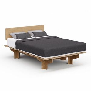 Imagine Blumfeldt NordicAura Cadru de pat dublu, 140 cm x 200 cm, robust, fără scule, lemn de eucalipt, raft