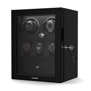 Imagine Klarstein ChronoVault rotor de ceasuri | 2+3 ceasuri | vegan | luciu înalt | 4 moduri | motor Mabuchi | LED | sertar