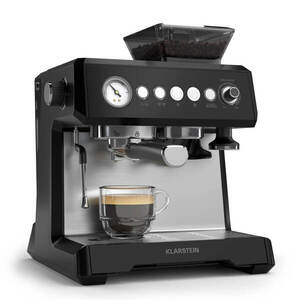 Imagine Klarstein Espressor GrandPresso, râșniță de precizie, duză de abur, portafiltru, indicator de presiune, 20 bar.