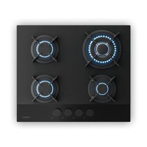 Imagine Klarstein Plită pe gaz Velaire, plită cu 4 arzătoare cu aprindere electrică, compatibilă cu gaz natural și GPL, 8000W, 60cm