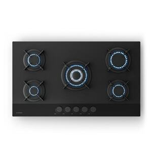 Imagine Klarstein Plita pe gaz Velaire, cu 5 arzătoare și aprindere electrică, compatibilă cu gaz natural și GPL, 10400 W, 90 cm.