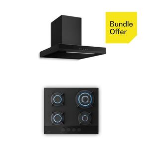 Imagine Klarstein Velaire plită pe gaz + Velaire hotă cu coș | Minimalistă & Elegantă | 60 cm