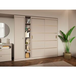 Imagine Dulap Haine Usi Glisante, Bej Casmir, 210 cm, Manere Metalice, Nara