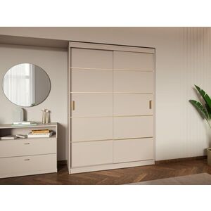 Imagine Dulap Haine Usi Glisante, Bej Casmir, 138 cm, Manere Metalice, Nara
