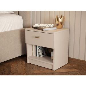 Imagine Set 2 noptiere cu Sertar, Bej Casmir, Manere Metalice – Nara