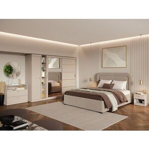 Imagine Set Mobila Dormitor, Bej Casmir cu Dulap Usi Glisante – Nara CO13