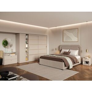 Imagine Set Mobila Dormitor, Bej Casmir cu Dulap Usi Glisante – Nara C12