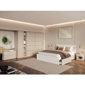 Imagine Set Mobila Dormitor, Bej Casmir cu Dulap Usi Glisante – Nara C10