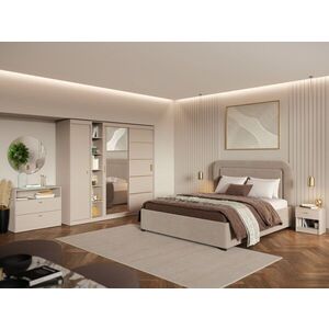 Imagine Set Mobila Dormitor, Bej Casmir cu Dulap Usi Glisante – Nara CO8