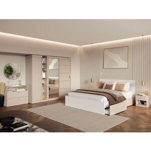 Imagine Set Mobila Dormitor, Bej Casmir cu Dulap Usi Glisante – Nara CO7