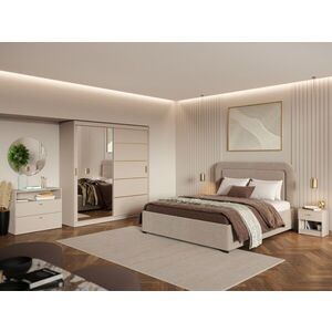 Imagine Set Mobila Dormitor, Bej Casmir cu Dulap Usi Glisante – Nara CO5