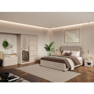 Imagine Set Mobila Dormitor, Bej Casmir cu Dulap Usi Glisante – Nara CO2