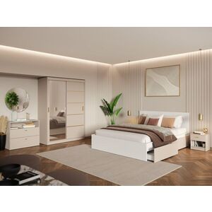 Imagine Set Mobila Dormitor, Bej Casmir cu Dulap Usi Glisante – Nara CO1