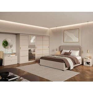 Imagine Set Mobila Dormitor, Bej Casmir cu Dulap Usi Glisante – Nara CO17