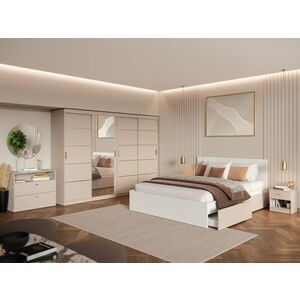 Imagine Set Mobila Dormitor, Bej Casmir cu Dulap Usi Glisante – Nara CO16