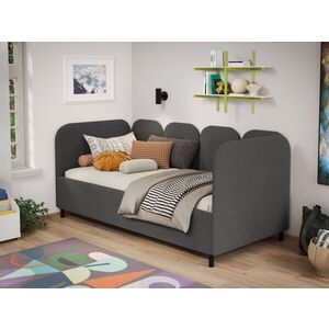 Imagine Pat de colt copii 90x190 cm, Peqenia, cu lada de depozitare, rabatabil, C3 Gri antracit - Swing 19
