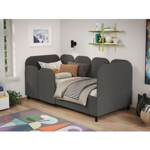 Imagine Pat de colt copii 90x190 cm, Peqenia, cu lada de depozitare, rabatabil, C4 Gri antracit - Swing 19