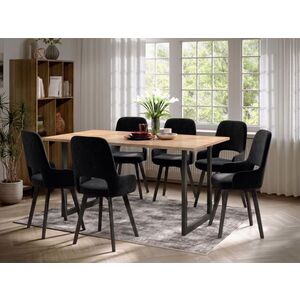 Imagine Set Masa Olive + 6 Scaune Berna Catifea Negru