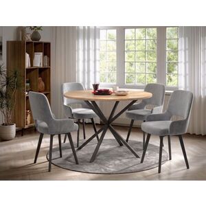 Imagine Set Masa Rotunda Spira + 4 Scaune Berna Catifea Gri