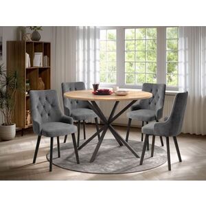Imagine Set Masa Rotunda Spira + 4 Scaune Talin Gri Antracit