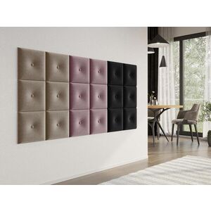 Imagine Panou decorativ tapitat - patrat cu buton Albastru