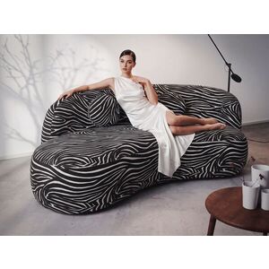 Imagine Canapea 3 locuri Lunis Zebra, Animal Print, Negru / Alb