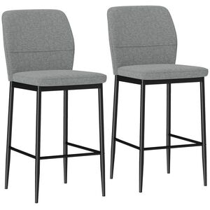Imagine HOMCOM Set de 2 Scaune de Bar cu Spătar, 41x52x97 cm, Gri | Aosom Romania
