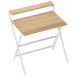 Imagine Birou HOMCOM pliant compact, suport monitor, lemn natural | Aosom Romania