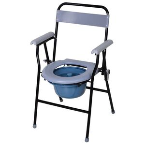Imagine HOMCOM Scaun Toaletă Pliabil cu Găleată Detașabilă pentru Vârstnici și Persoane cu Dizabilități, Scaun WC, 52x50x75 cm, Negru | Aosom Romania