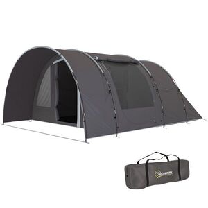 Imagine Outsunny Cort de camping cu terasă pentru 4 până la 6 persoane ușor ventilat impermeabil 5 000 mm montare ușoară sac de transport gri | Aosom Romania