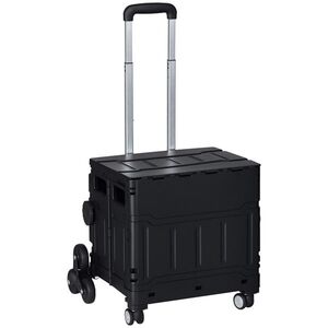 Imagine HOMCOM Cărucior de cumpărături Einkaufswagen, Treppensteiger, pliabil, cu mâner telescopic, capacitate maximă de 65 kg, Negru | Aosom Romania