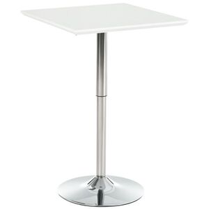 Imagine HOMCOM Masă în picioare reglabilă pentru bar în stil pub, masă pătrată de înălțime din oțel alb 60 x 60 x 69-92 cm | Aosom Romania