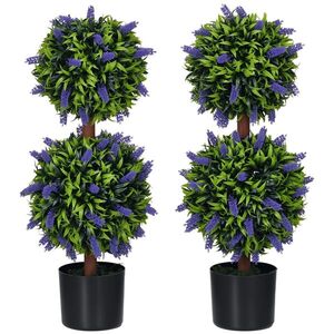 Imagine HOMCOM Set de 2 plante artificiale, plantă artificială rezistentă la UV în ghiveci, 70 cm plantă de interior pentru camera de zi, grădină | Aosom Romania