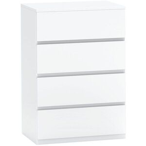 Imagine HOMCOM Comodă Sideboard, Comodă cu 4 sertare, 55 cm x 33 cm x 80 cm, Alb | Aosom Romania