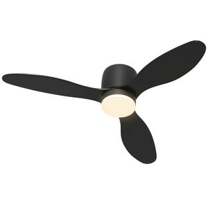 Imagine HOMCOM Ventilator de tavan cu lumină și telecomandă, 3 culori de lumină, 6 viteze, Luminozitate reglabilă, Negru | Aosom Romania