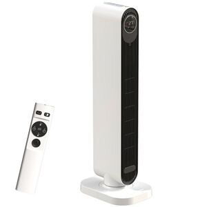Imagine HOMCOM Încălzitor Electric cu Ventilator 2000W cu Telecomandă 30x22x82, 5 cm, Alb | Aosom Romania