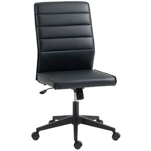 Imagine Scaun de birou ergonomic și ajustabil HOMCOM cu spătar curbat, din piele PU și oțel, 58x53x97-107 cm, Negru | Aosom Romania