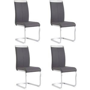 Imagine Set de 4 scaune de sufragerie cantilever, Gri | Aosom Romania