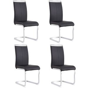 Imagine Set de 4 scaune de sufragerie cantilever, Negru | Aosom Romania